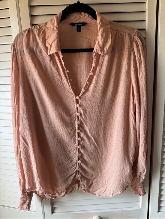 Express Tops - Express Soft Blush Pink Button-Up Shirt